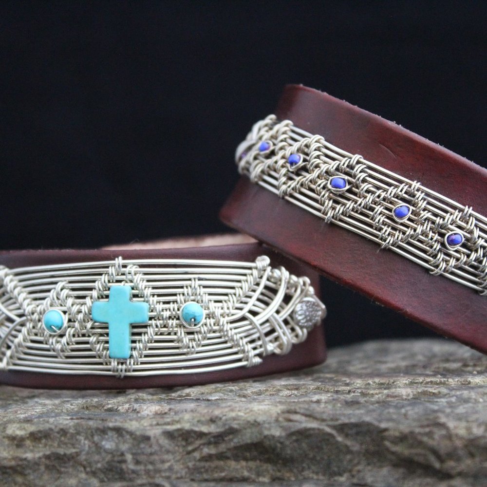 Handmade Sterling Silver, Leather Bracelet